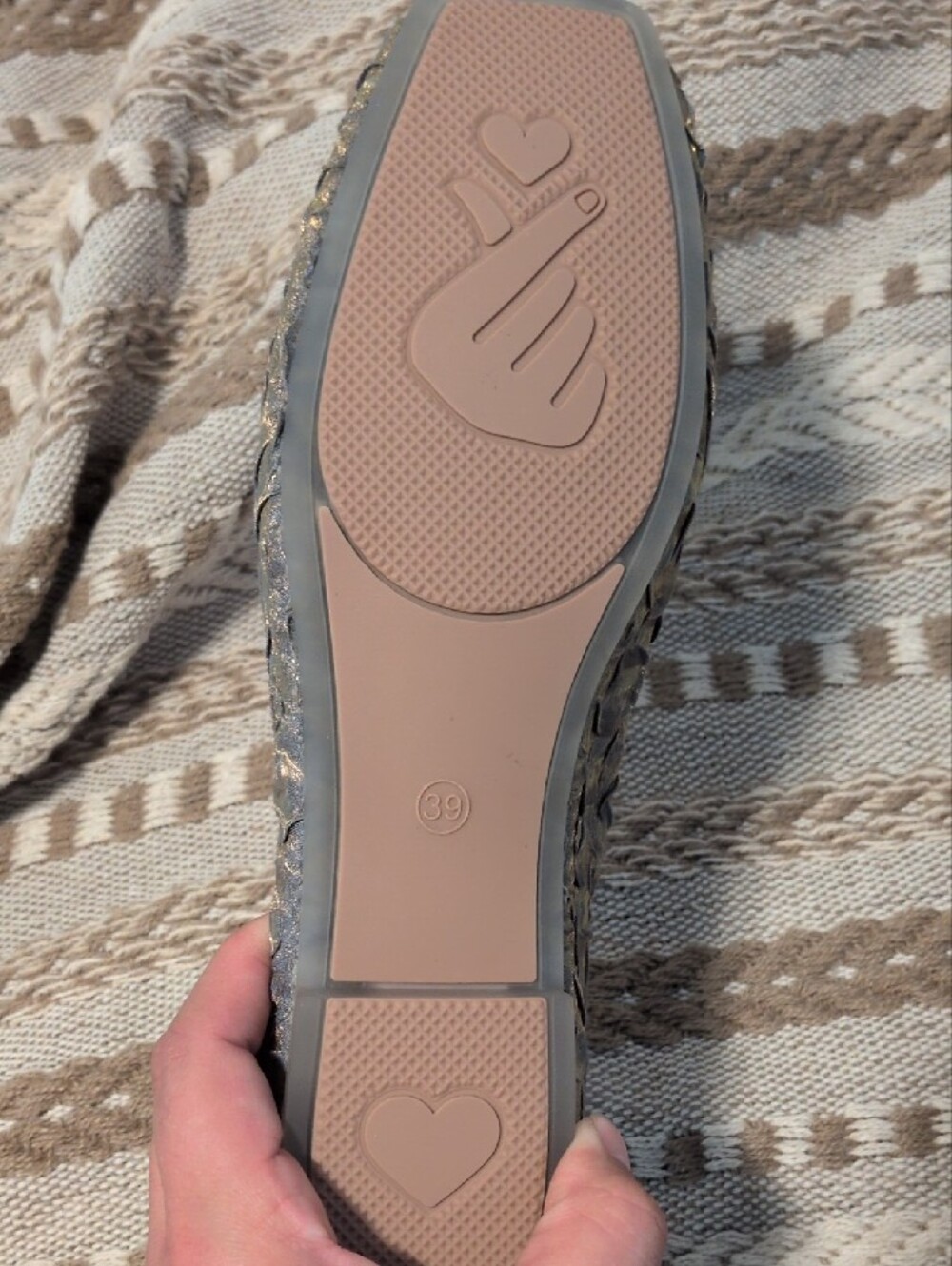 Women's Square Toe ballet Flats sz 39 Pearl-Embellished Gray Satin Shine Jewel - Picture 6 of 7